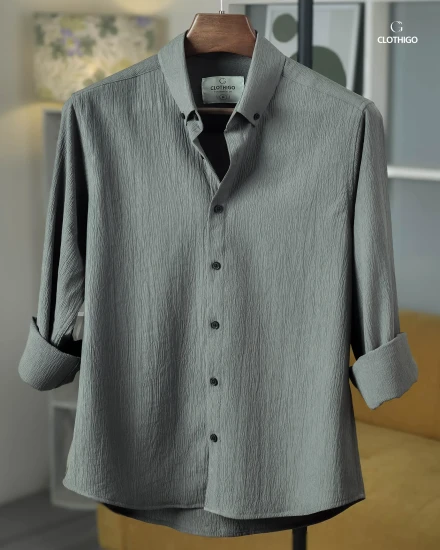 Men's Urban Fit Charcoal Crinkle Shirt - L/S - CG1270